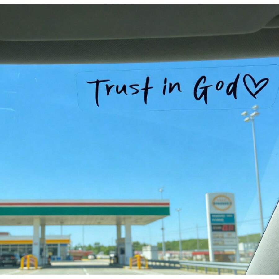 Christian Car Stickers Easy Installation DIY Trust In God Faith Hope Love Self-Adhesive Vinyls That Stick Perfectly On Glass Mirrors And Fenders Without Leaving Air Bubbles In Mexico And The United States Trust In God With Heart Graphics Messages Of Faith Hope And Love With Glossy Finish For An Instant Transformation Of Your Personal Vehicle Without Professional Help Christian Car Window Decals With Shiny Look And Durable Adhesive That Works On Various Smooth Surfaces Including Car Body And Glass Trust In God Always Stickers For Religious People Who Love To Personalize Their Vehicles With Quality And Ease High Adhesion Stickers That Withstand Changing Weather And Maintain Their Original Shine For Years Without The Need For Special Maintenance Religious Decorations For Drivers Looking For Speed And Excellence In Your Car Accessories. - Believe In God Car Stickers - View 1
