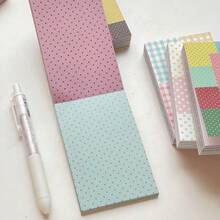 100pcs WAKAWAKA Basic Thick M5 Memo Pad, Large Polka Dot & Plaid Rainbow Color, 120g Writing Paper