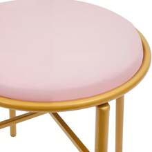 Light Pink & Dark Pink Butterfly Chair, Butterfly-Shaped Vanity Chair With Soft Cushion For Makeup Desk, Elegant Dining Chair, Accent Chair For Bedroom & Living Room, Gold Iron Frame, 220LBS Capacity - Leather Pink - 查看 8