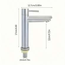 1pc Brushed Nickel Bathroom Sink Faucet, Modern Single Hole Stainless Steel Commercial Bathroom Sink Faucet (Without Drain) - Multicolor - View 6