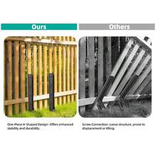 GCCSJ Fence Post Repair Kit, 8 Pack One-Piece Fence Post Anchor, 33.5" Heavy Duty Steel Anchor Stakes, Thickened Rustproof Anchor Ground Spike For Repair Tilted, Broken Wood Posts Support (Black) - 8-pack - View 11