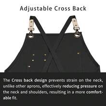 Delantal Dulabi, delantal de chef ajustable para mujeres y hombres con bolsillos grandes, delantal de cocina CooFKing con correas en la espalda - Negro - Ver 6
