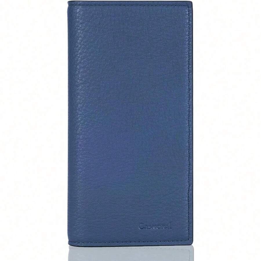 Premium Leather Checkbook Cover For Men And Women Checkbook Holder Wallet RFID Blocking - 藍色復古 - 查看 1