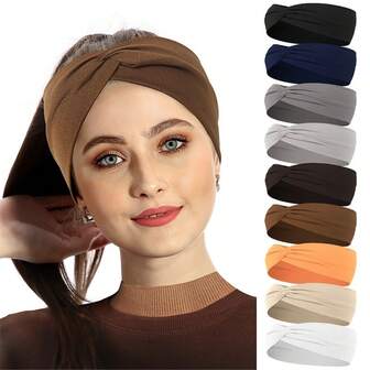 1pc Women's Elastic Sports Headband, Criss-Cross Yoga Headband, Sweat-Absorbent Wide-Edge Hair Accessory