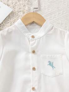 Boys' Summer Short Sleeve Collared Shirt Set, Polyester, Casual Daily Wear, Comfortable & Fashionable For School & Various Occasions - Multicolor - View 6