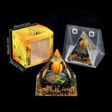 1pc Natural Crystal Ball Pyramid Ornament, Resin Wrapped Crystal Chips Home Decoration, Boxed Lucky Fengshui Desktop Small Ornament - Multicolor - View 5