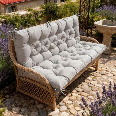 2/3/4 Seater Soft Outdoor Patio Lounger Bench Non-Slip Swing Hammock Pad Garden Bench Cushion With Backrest 120*80*10 Light Grey Only Cushion