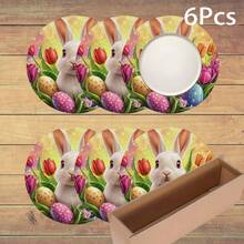 2片/4片/6片装卡通复活节兔子和复活节彩蛋图案硅胶餐垫，节日礼物，节日装饰，适用于餐桌、咖啡吧，四季皆宜，可水洗，可作房间装饰、杯垫、沥水垫、厨房餐桌垫、室内外派对装饰、家居装饰，理想礼物