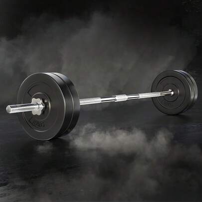  Everfit 48kg Barbell Set Weight Plates Bar Lifting Bench 168cm