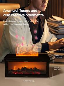 kinscoter 1个280毫升迷你壁炉造型USB超声波加湿器,木纹便携式篝火精油扩散器,带LED灯和遥控器,适合家庭办公室使用,可作为礼物赠送。 - 彩色 - 查看 8