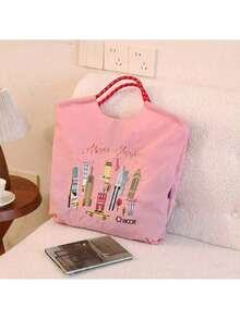 New Eiffel Tower Embroidered Tote Bag, Large Capacity Nylon Handbag, Shoulder & Crossbody Bag - Multicolor - View 1