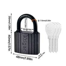 1 件重型挂锁，带 3 把钥匙 - 耐用哑光饰面 | 黑色防水防锈设计 | 适用于仓库、大门、笼子、棚屋、栅栏等。
