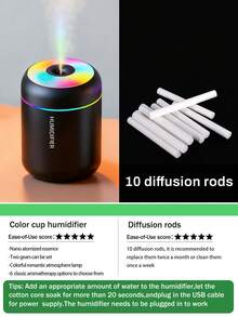 1 Peça Humidificador de Carro USB 180ml - Com Névoa Fria e Luzes LED, Aroma e Humidificador de Ambiente, Purificador de Ar Essencial Pequeno para Carros. Disponível em Preto e Branco, Proporciona Ar Fresco Duradouro e é Ideal para Carro, Casas, Quartos, Escritórios e Casas de Banho - Modelo H09 - Ver 32