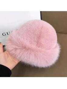 1pc Winter Warm Ear Protection Plush Bucket Hat, Unisex Mongolian Northeast Windproof Cold-Proof Bucket Hat, Korean Style Versatile Bucket Hat, Winter Plush Bucket Hat, Women's Fashionable Thick Hat, Winter Warm Earless Cap, Winter Gear, Essential Winter Hat - Multicolor - View 7