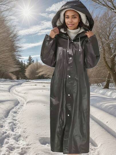 1 Piece Of EVA Non Disposable Raincoat, A Must-Have For Outdoor Travel, Hiking, Camping, And Daily Family Life. The Raincoat Jacket Is Long All Over The Body