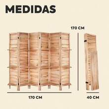 Seraphiel Biombo Plegable de Madera - Biombos Separadores de Ambiente Divisor de Habitacion Mampara Separador de Ambientes Celosia Biombos Separadores de Ambiente 6 Paneles con Repisas Decorativas - como en la foto - Ver 6