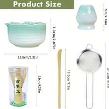 4-Piece Matcha Whisk Set, Ceramic Matcha Bowl, Matcha Whisk & Stand, Bamboo Spoon - Designed For Matcha Enthusiasts - Gradient Lace Matcha Tool Set - View 6
