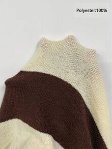 Autumn/Winter Korean Style Casual Striped Contrast Color Polo Collar Lightweight Slim Fit Pullover Knit Top