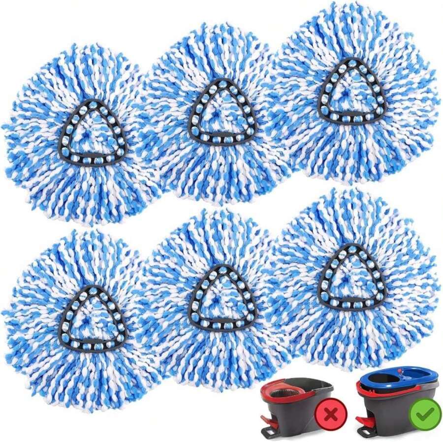 6 Pack Spin Mop Replacement Head For O-Ceda RinseClean 2-Tank Mop Replace Head, Spin Mop Replacement Head Microfiber Mop Refill For Deep Cleaning, Reusable And Machine Washable - Màu A - Xem 1