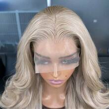 13X4 金色水波纹蕾丝前假发 22英寸柔软长波浪假发 Kanekalon Futura 发丝 无胶自由分缝 180% 密度 配有可调节绑带和梳子 耐热金色合成假发 女士完美日常佩戴 派对和特殊场合 - 彩色 - 查看 6