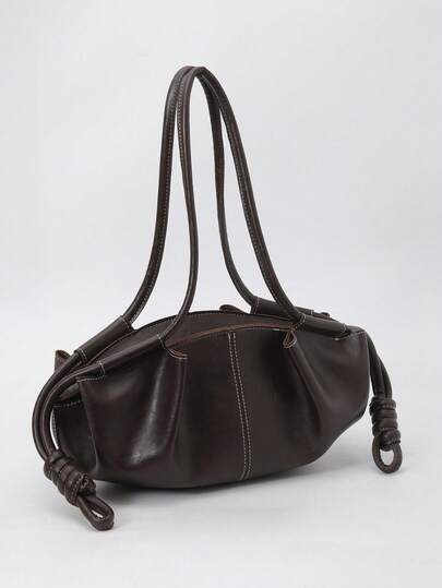 新款时尚优雅多功能褶皱抽绳云翼单肩包