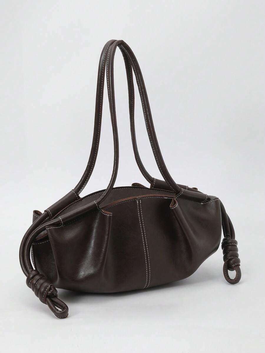 新款时尚优雅多功能褶皱抽绳云翼单肩包