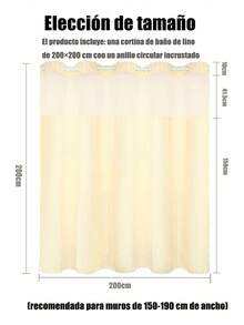TendenciaCortina De Baño Impermeable Lavable Para Tela 200*200cm Cortina De Baño BeigeCalidad premium - Cortina de baño Negro - Ver 10