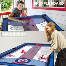 5-In-1 Multi-Functional Gaming Table, 54-Inch Foldable Portable Sports Arcade Game Set With Accessories, Mini Ping Pong Table, Foldable Gaming Table, Air Hockey Table, Pool Table Combination, Suitable For Indoor And Outdoor Use - 藍色 - 查看 3