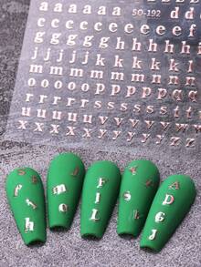 7片装英文字母美甲贴纸，多色大小写字母设计，自粘凝胶抛光滑块美甲贴纸，时尚浪漫女士及女孩DIY美甲装饰美甲产品美甲用品美甲贴纸 - 彩色 - 查看 10