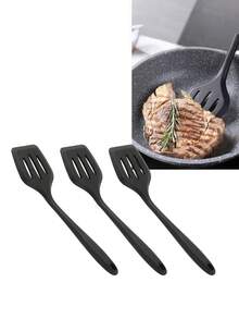 7/8件套硅胶厨房烹饪用具套装，包括中式锅铲、炒锅铲、汤勺、滤网、煎锅铲、意面铲、沙拉夹、蜂蜜勺，有红色和黑色可选。 - 黑色 - 查看 8