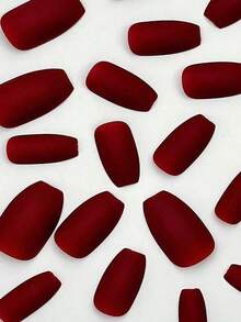 24 Pcs Short Almond Shape Red Matte Press-On Nails - Includes 1 Pc Nail File And 1 Sticker Sheet - Perfect For Everyday Fashion Or Party Celebrations - Valentine'S Day & Christmas Fashion Party Nail Supplies Nails - Màu Đỏ Sâu - Xem 4