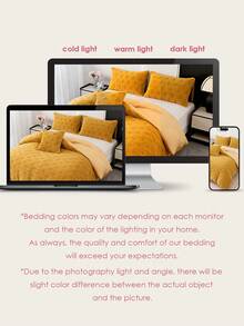 Conjunto de capa de edredom em sherpa jacquard (2/3 peças), macio e quente, com acabamento jacquard para uma textura superior, perfeito para um quarto aconchegante. Inclui 1 capa de edredom e 1/2 fronhas. Não inclui enchimento para travesseiro. Lavável à máquina. Certificado Oeko-Tex. - Ouro - Ver 9