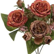 Buquê de Flores Artificiais com Contas Rosadas, Flores Falsas para Decoração de Casamento, Decoração Doméstica Atacado - laranja - Visão 6