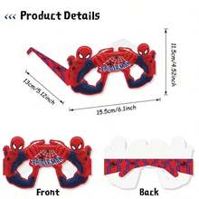 8pcs/Set Spider-Man Themed Birthday Party Photo Props Paper Glasses, Superhero Themed Birthday Decorations, Birthday & Holiday Gifts - Multicolor - View 5