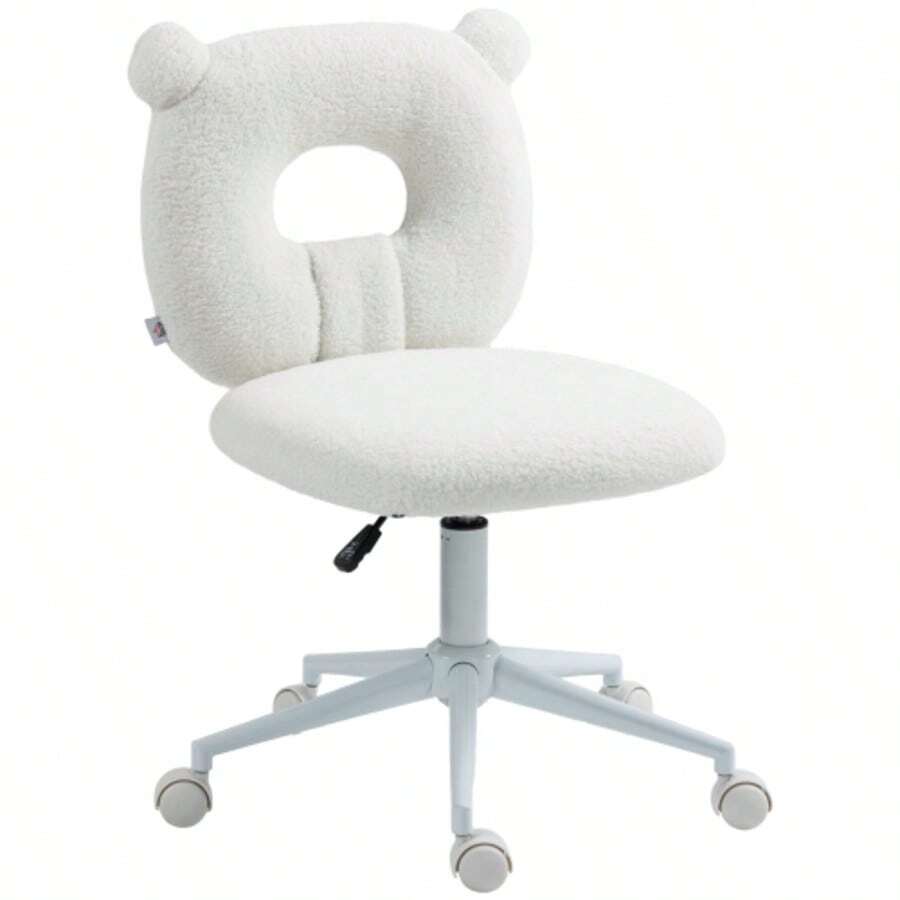 Children's Office Chair, Height-Adjustable Office Chair Without Armrests, Swivel Chair, Task Chair, Computer Chair, White - White - View 1