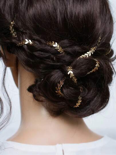 2pcs Wheat Ear Hair Chain Set | Metal Hair Clips For Braiding | Retro Bride Wedding Party Hair Accessories | Fashion Braiding Decorations