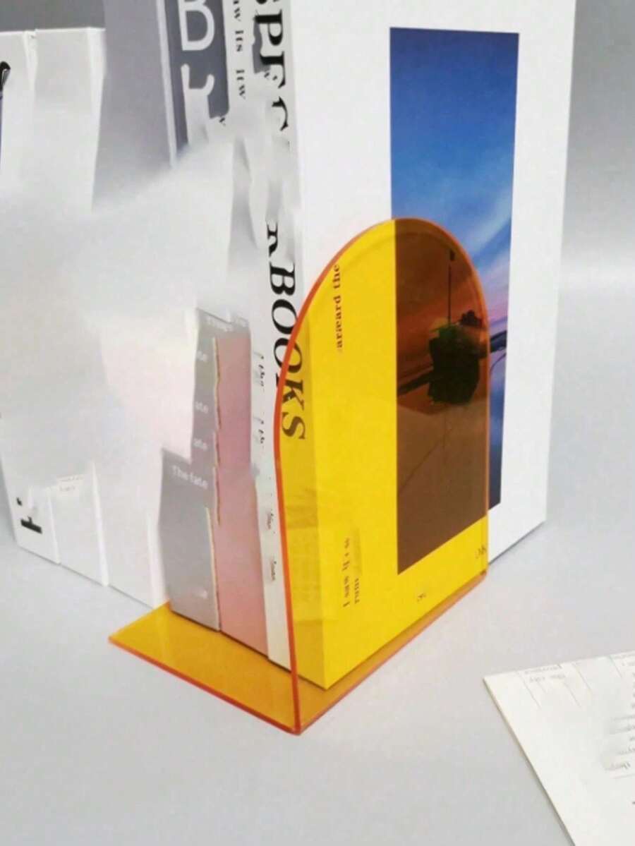 1/2pcs Adjustable Acrylic Bookshelf, Transparent Book Holder, Desk Organizer, Art Display Rack - Clear - View 1