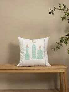 1pc/3pcs Set Castle Embroidered Throw Pillow Cover, Middle Eastern Holiday Decor Cushion Cover, Boho Embroidery Craft, Living Room Bedroom Sofa Decorative Pillow Case, Fits Eid Gift, Daily Casual Patio Headboard Sham, All Season, No Insert, 45*45cm - Multicolor - View 4