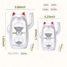 Lucky Cat FSandss Timer Cute  Maneki-Neko FSandssglass Timer Reloj De  5Min FSandss Clock For Toothbrush Games Classroom Home Office CooFKing Front Desk(Pearl White+5Min) - 珍珠白貓 - 查看 3