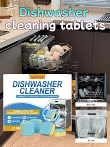 jakehoe 24pcs Powerful Dishwasher Cleaner Capsules, Deep Cleaning Dishwasher, Natural Ingredients. Dishwasher Cleaning Tablets, Degreasing, Descaling, Household Dishwasher Care Effervescent Tablets - Solid State - View 2