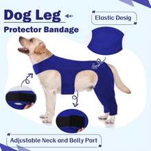 ROZKITCH Recovery Sleeve For Dogs Back Leg Rear Right Left, Pet Prevent Licking Wound Elbow Protector, Dog Recovery Suit Cone Collar Alternative For Sprain ACL CCL Arthritis Joint Care Blue M - ColorC - 查看 7