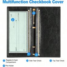 Premium Leather Checkbook Cover For Men And Women Checkbook Holder Wallet RFID Blocking - 黑+ - 查看 2