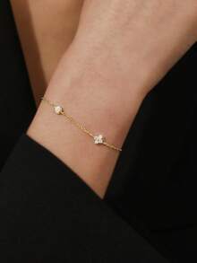 CROSSDEER 1pc Fashionable High-End S925 Sterling Silver Gemstone Inlaid Bracelet, Quality Jewelry, Suitable For Women's Daily, Party, Anniversary Outfits