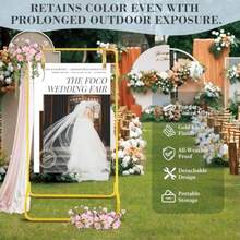 Wedding Welcome Sign Holder Personalized 68"X32"X16.5" Gold Welcome To Our Wedding Hanging Sign Holder With Leather Sign Straps Easel Stand For Sign Adjustable Wedding Seating Chart Stand - Vàng - Xem 5