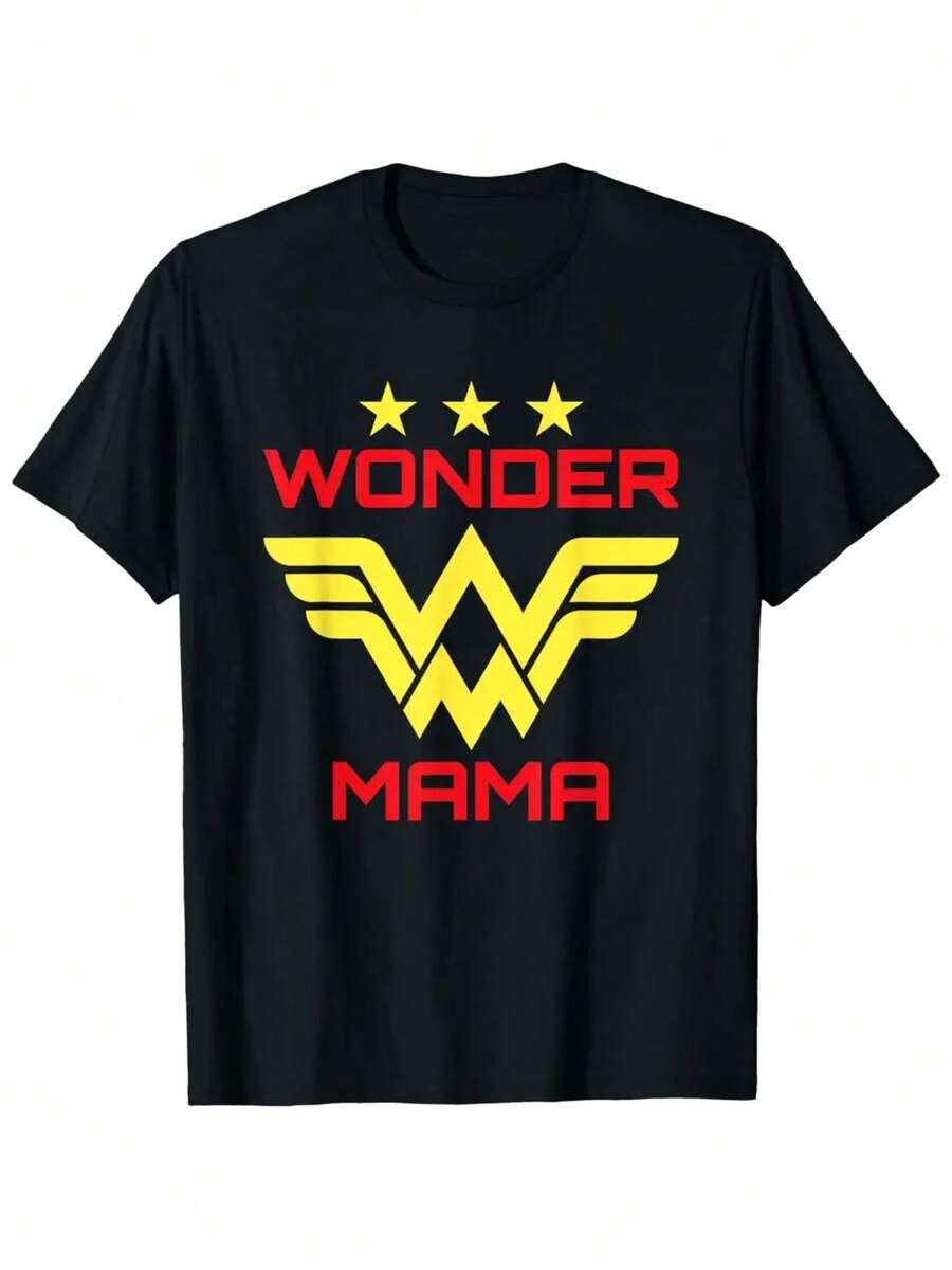 Womens Wonder Mama Mother T Shirt Gift Superhero Mom T Shirt - màu đen - Xem 1