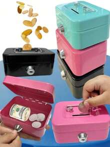 1pc Stainless Steel Piggy Bank, Sturdy & Durable Large Capacity With Key, Ideal For Adults, Boys & Girls Saving - 1pcs - View 5