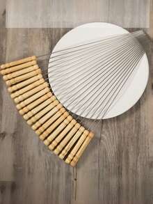 6/10/12/20/24pcs Stainless Steel Barbecue Skewers, Multi-Purpose Metal Grill Kebab Sticks With Wooden Handles, Barbecue Needles, Outdoor Cooking, Grilling Accessories - Default - View 6