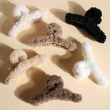 5/6/8/10pcs Oversized Plush Hair Claw Clips, Simple & Comfortable Slouchy Chic Hairstyle Accessories, Suitable For Commute, Casual, Vacation, Fashion Hair Clips Fall Fashion Hair Claw Autumn Hair Accessories Fuzzy Hair Clutch Elegant Clips For Hair - Multicolor - View 12