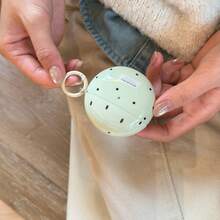 Minimalist Green Base Black Polka Dot Earphone Case With Hanging Loop, Compatible With Huawei Freebuds 7i, Freebuds 2, Freebuds SE3, Freebuds 5i, Pro 3 Earphone Cases, Cute Korean Style - Green - View 2