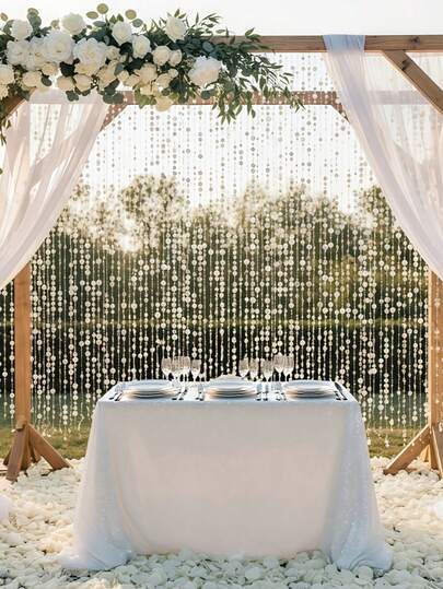 10 Stück Silber Spiegel Pailletten Vorhang Deko, 99,99 cm lang, glänzender Pailletten Vorhang Hintergrund, geeignet für Hochzeitsbogen, Raumteiler und Feierlichkeiten, handgefertigte funkelnde Details, ideales Geschenk für Dekorations-Enthusiasten und Eventplaner